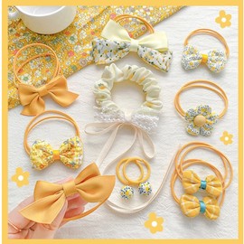 HAPVITAL Hair Rubber for Children, Cute, Baby Hair Ribbon, Hair Clip, Hair Accessory, Bangs Clip, 10 Pieces, Hair Accessories, Bangs Clip, Cute & Stylish, Birthday Gift (Yellow)