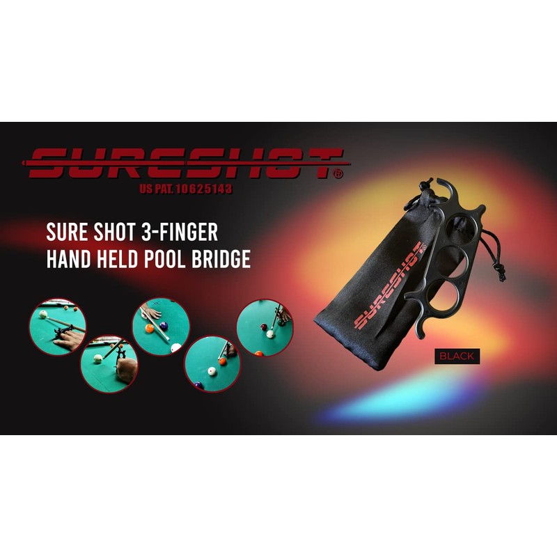 Sure Shot 3-Finger Billiard Mechanical Bridge for Billiards, Hand Held