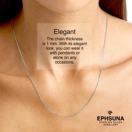 EPHSUNA Sterling Silver 1 mm Curb 16” 18" 20" 22" 24” Inch Chain Necklace For Women Men Girls (26.00)