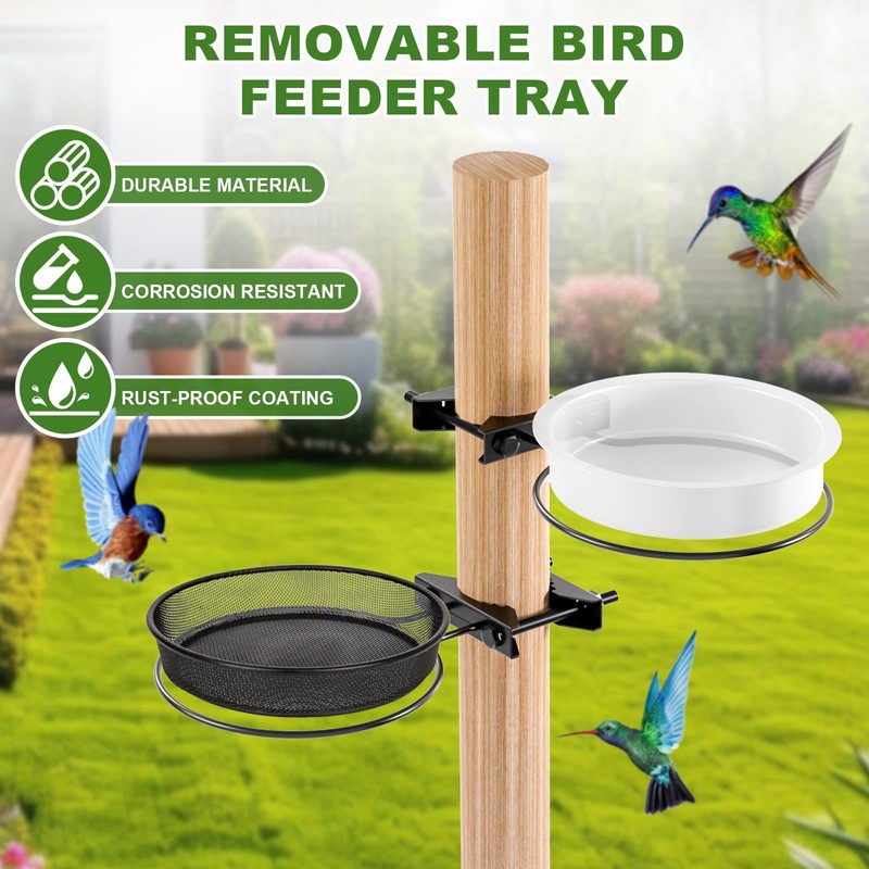 Bird Feeder for Railing Pole, Bird Feeding Station with Metal