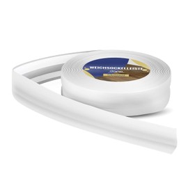 (DQ-PP) Cover Strip 10 m White 32 x 23 mm Skirting Board Window Ledge PVC Flat Strip Bend Profile Plastic Skirting Board Soft Angle Skirting Boards Bending Strip Bending Angle Skirting Board Window Ledge PVC Plastic Skirting Board Angle Board