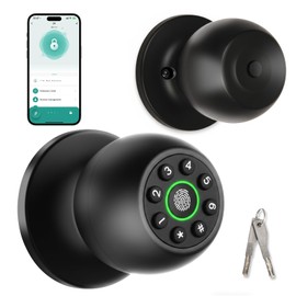 Smart Fingerprint Door Lock, Fingerprint Door Knob with Keypad, Biometric Door knobs with App Control, Keyless Entry Door Lock, Door Knob with Lock for Bedroom, Garage, Home & Office