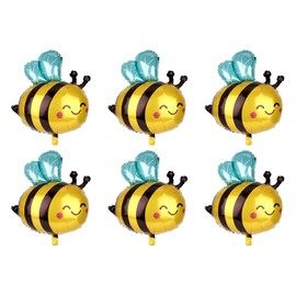 6stk Bienenballons, Süße Hummelballons Lächelndem Gesicht Folienballons mit Honigbienen-Dekoration Ideale Geburtstagsparty Babyparty Wald-Dschungel-Cartoon-Mottoparty-Zubehör