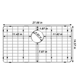 Metal Sink Grate Protector for Kitchen, Stainless Steel Sink Bottom Grid 27-9/16" X 14-9/16",Large Kitchen Sink Protector with Rear Drain Hole, Kitchen Sink Rack with Strainer for Single Bowl