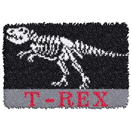 MIAOLLUN - Kit de gancho de pestillo para adultos y niños, diseño de dinosaurio 3D, lona impresa, ganchillo, costura, manualidades, tapete de cojín de 20.5 x 15 pulgadas, T.rex