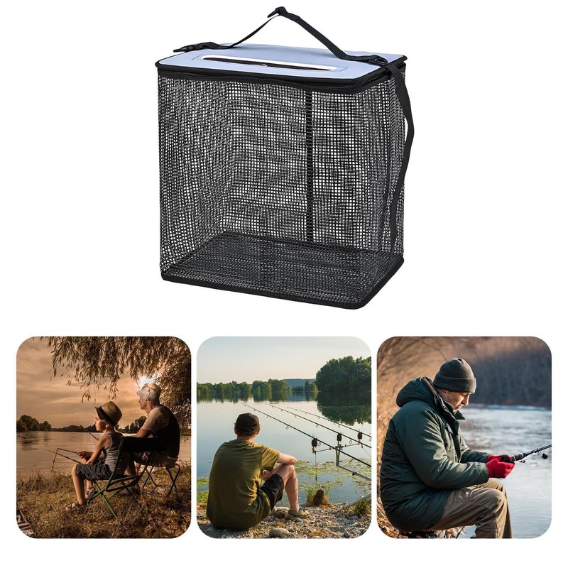 Floating Bait Bucket - Foldable Floating Fish Net Cage -