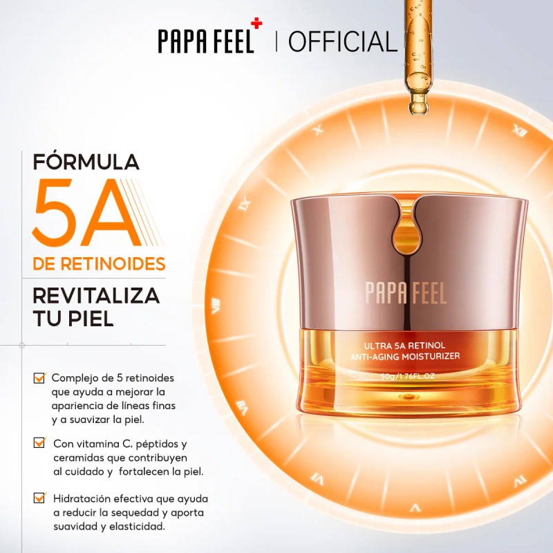 Papa Feel Kit Facial Antiedad Retinol 5pz: Ceramidas, Fps 50