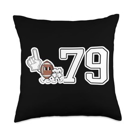 Retro Football Player Apparel Retro White Foam Finger Football Player #79 Throw Pillow, 18x18, Multicolor