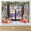 Merry Christmas Backdrops for Photoshoot 10x8ft Window Xmas Clock Winter