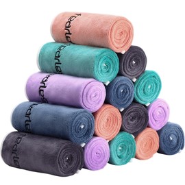 Peryiter 15 Pcs Microfiber Gym Towels Set for Men and Women, Soft Be Fearless Sweat Workout Towels for Yoga Sports Exercise Fitness Bath Home Cycling Swimming Camping, 30" x 14", 5 Colors