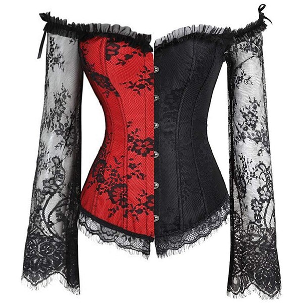 Eudolah Ladies' Vintage Corset, Gothic Bustier, Full Breasted Top with Sleeves, Gothic Corset, shapewear Bustier, Top -