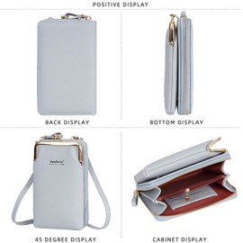 YUEcthynous Damen Leder Umhängetasche Geldbörse,RFID Schutz Geldbeutel Handy Umhängetasche Multifunktionale Handytasche mit Vielen Fächern und Kartenfächer,Verstellbar Abnehmbar Schultergurt(Blau)