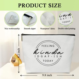 Feeling Kinda IDGAF-ish Today Make up Bags with Zipper Waterproof Cosmetic Pouch Toiletry Bags Depression Relief Items Travel Organizer for Motivational Positive Encouragement Gifts for Friends YT0071