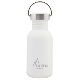 Laken Basic Stainless Steel Bottle, Water Bottle, Wide Opening with Stainless Steel Screw Cap, BPA-Free, 0.5 L, White