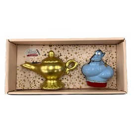 Aladdin Blue Genie & Magic Lamp Salt & Pepper Shaker Set, Hand Painted