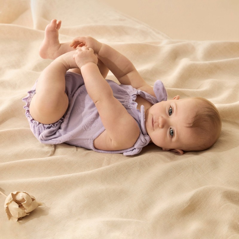 Wilson & Frenchy Organic Terry Tie Playsuit - Lavender Shells,