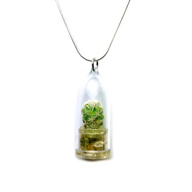 MICRO LANDSCAPE DESIGN Live Wearable Cactus Necklace Miniature White Cactus Necklace Nature Terrarium Necklace