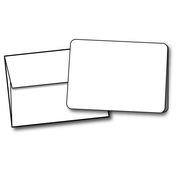 5" X 7" Heavyweight Blank White Greeting Card Sets - 40 Cards & Envelopes (Rounded Corners)