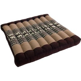 GURU SHOP Seat Cushion, Floor Cushion, Floor Mat, Thai, Made of Kapok, 50 x 50 cm, Brown, Decorative Cushion, Sofa Cushion