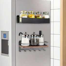 Magnetic Spice Rack for Refrigerator - Magnetic Shelf for Fridge, Magnetic Fridge Shelf, Fridge Magnet Organizer, Seasoning Organizer Perfect Space Saver for Kitchen - for Holding Spices, Jars, Bottle