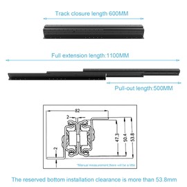 1 Pair Undermount Heavy Duty Drawer Slides, 16 24 32 40 Inch Drawer Slides, 260 lb Load Capacity 3-Fold Full Extension, Hidden Drawer Side Mount. (24 inch)