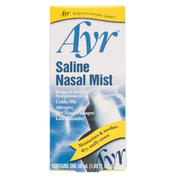 Ayr Saline Nasal Mist, 1.69 Fl Oz (Pack of 6) (Packaging may vary)