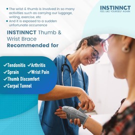 INSTINNCT Wrist Thumb Support Brace, Fully Adjustable Thumb Brace for Men and Women, Thumb Flexible Splint for Tendonitis and Thumb Pain & Injury, Fits Both Right Hand and Left Hand