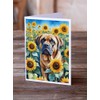 Caroline's Treasures Mastiff in Sunflowers Greeting Cards Pack of 8