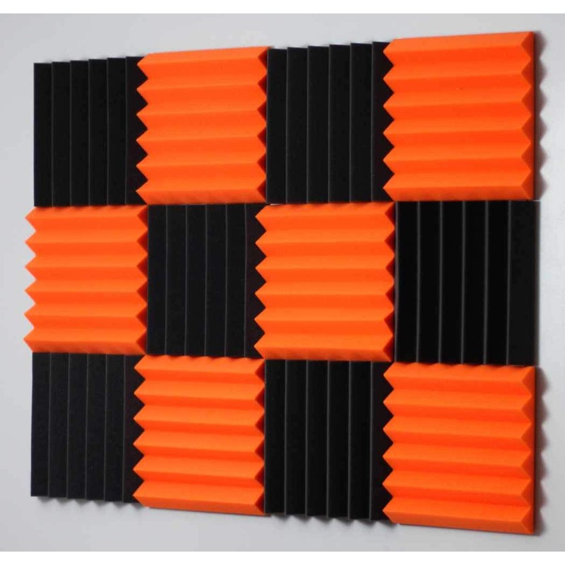 2x12x12 Orange Charcoal Acoustic Wedge Panels Soundproofing Studio Foam Tiles