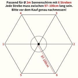 NAKIHOUSE Parasol Replacement Cover 2 m 6 Struts Patio Umbrella Canopy Fabric Cover Garden Umbrella Replacement Canopy Parasol Cover for Yard, Garden, Beach, Pool, Cream White