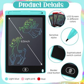 Zhehao 3 Pack LCD Writing Tablet for Kids 8.5 Inch Colorful Doodle Drawing Tablet Pad for Back to School Educational Learning (Simple Colorful Frame)