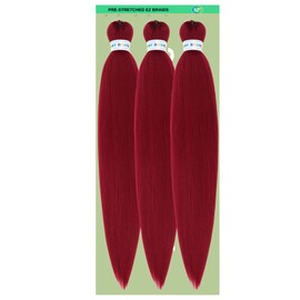 Braiding Hair Pre stretched Dark Red Prestretched Braiding Hair Twist Ez Braid Hypoallergenic Synthetic Knotless Itch Free