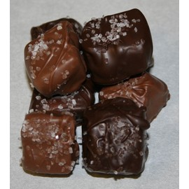 Chocolate Covered Caramels with Sea Salt - No-Melt Guarantee (Mix of Dark & Milk Chocolate, 1 Pound)