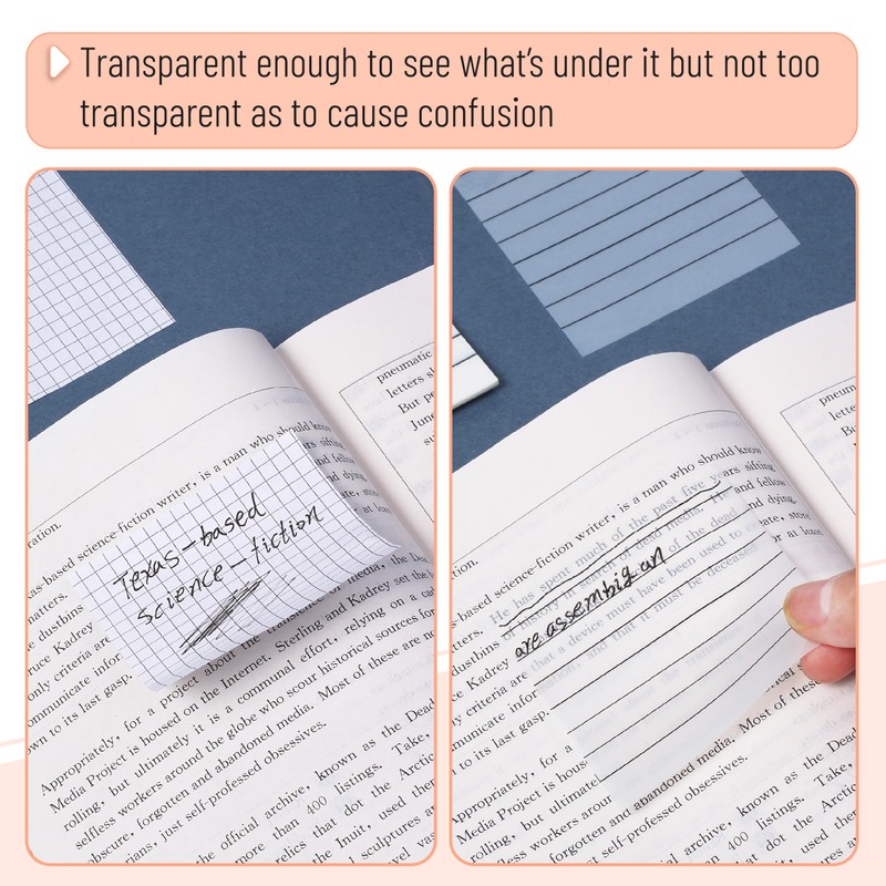 Mr. Pen- Transparent Sticky Notes, 3"x3", 10 Pads, 7X Lined,
