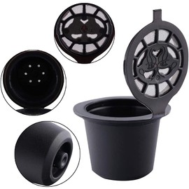 CENPEK Refillable Capsules pod for Compatible with NES-presso ，6 Pack Reusable Coffee Capsules Pods for NES-presso with Coffee Spoon with Brush for NES-presso Machines Filter Black