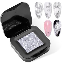 Makartt 3D Nail Gel: Sculpting Gel for Nail Art, No Wipe UV Nail Gel, Silver Fairy Aurora Powder Gel, 5g Texture Gel for Nails Design, Glitter Mermaid Gel 3D Nail Charms