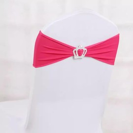 Houkr Stretch Chair Sashes Bows, Dining Chair Elastic Ties Slipcovers Bands Spandex with Crown Buckle, Folding Chair Cover for Party Wedding Hotel Festivals Parties, 20 PCS. (Rosered)