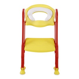 Adjustable Baby Toddler Soft Toilet Chair Ladder, Non and Sturdy, Independent Toilet Formation, PU Soft Pad, Height Adjustable, Double Armrest (Reddish Yellow)