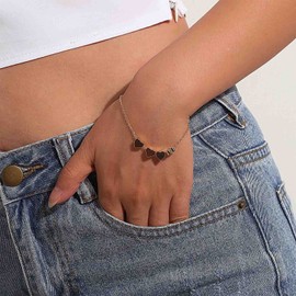 Yienate Heart Bracelet Silver Love Wrist Chain Boho Hand Chain Minimalist 4 in Love Bracelets Jewellery Gifts for Women Girls