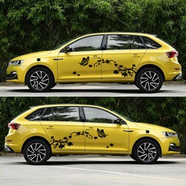 Flower Butterfly Car Body Decals Floral Graphics Car Sticker Large Vinyl Self-Adhesive Decorative Stickers for Cars/Trucks/SUVs,Set of 2 pcs (Black)