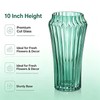 10 inch Green Glass Flower Vase for Pampas Grass, Medium