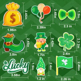 AUGSUN 36pcs St. Patrick's Day Iron on Patches Embroidered Sew Applique Repair Irish Clover Lucky Shamrock Patch DIY Crafts for Clothing Jacket Jeans Pants Dress Backpack Hat Decorations Gift