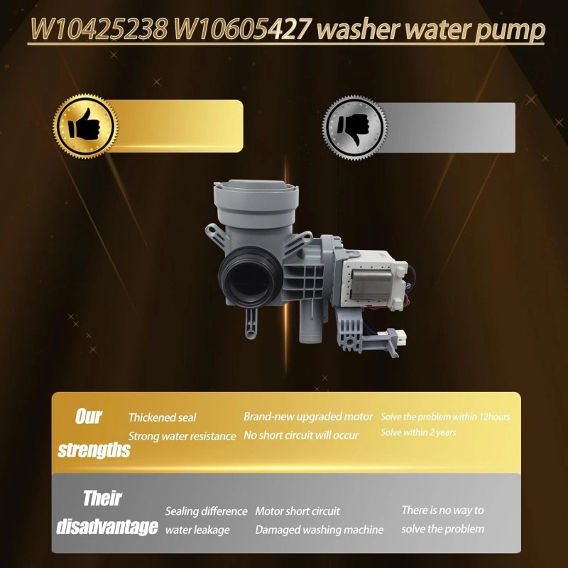 WPW10605427 Washer Water Pump For Whirlpool WFW9290FC0 WFW86HEBW2 WFW61HEBW1