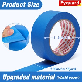 Fyguard 10 Rolls Painters Tape Blue Painters Tape 2 Inch Wide, General Purpose Masking Tape Bulk, 1.89 in x 55 Yd Blue Tape for Wall Painting Home Improvement DIY Crafts, Total 550 Yards