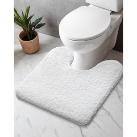 Disolla Toilet Rug U Shaped White 23x24 Machine Washable Non Slip Toilet Floor Mat Soft Plush Contour Rug for Bathroom Floor