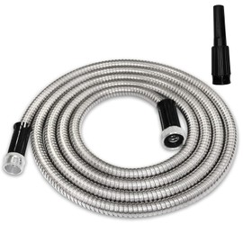 TUNHUI 15FT Heavy Duty Metal Garden Hose Stainless Steel Water Hose with Adjustable Nozzle Metal Hose Kink Free and Easy to Store Outdoor Hose
