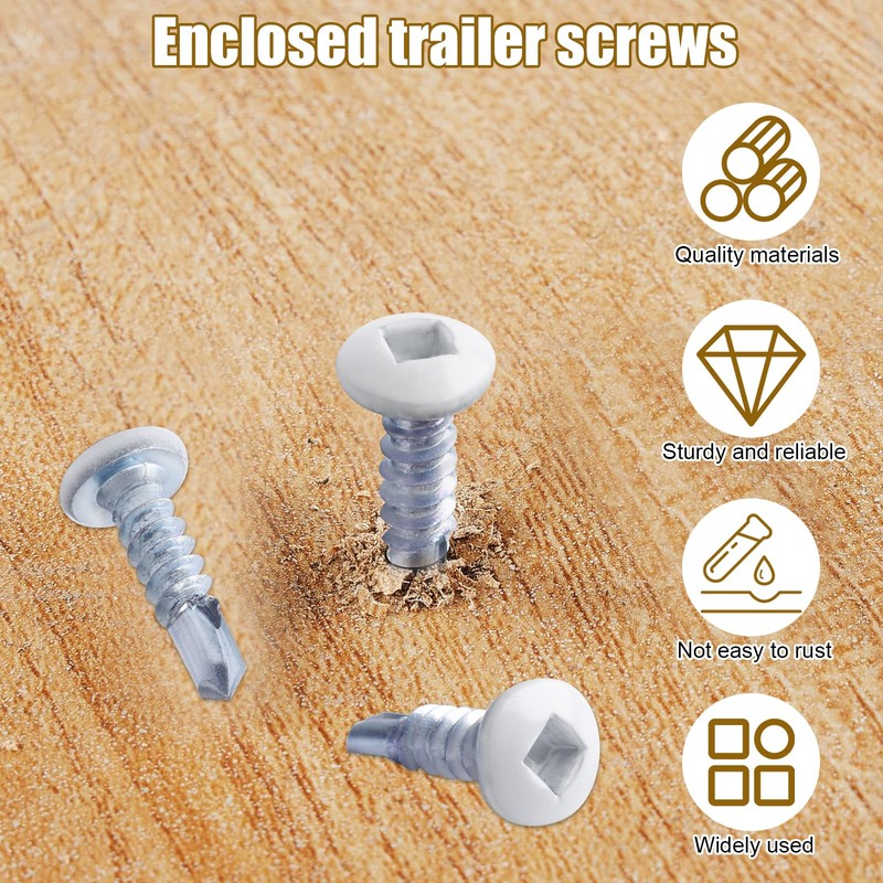 8 x 5/8" RV Square Head Screws White Self Tapping