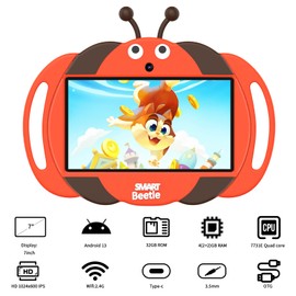 VOLENTEX Kids Tablet, 7 inch Android 13 Tablet for Kids Aged 3-14, 4GB RAM 32GB ROM Toddler Learning Tablets with Shockproof Case, Parental Control, Kids App Pre-Installed
