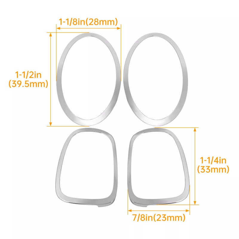 Unbranded 4pcs Chrome Headlight+Tail Light Trim Ring Bezel Cover For