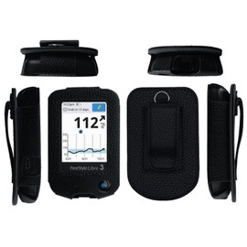 Premium Holster with Screen Protector, Belt Clip,Carabiner (Including a Neck Lanyard) for Freestyle Libre 3/ Freestyle Libre 2 (Black)